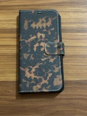 Phone Wallet Case - Brown & Black Patterned Folio